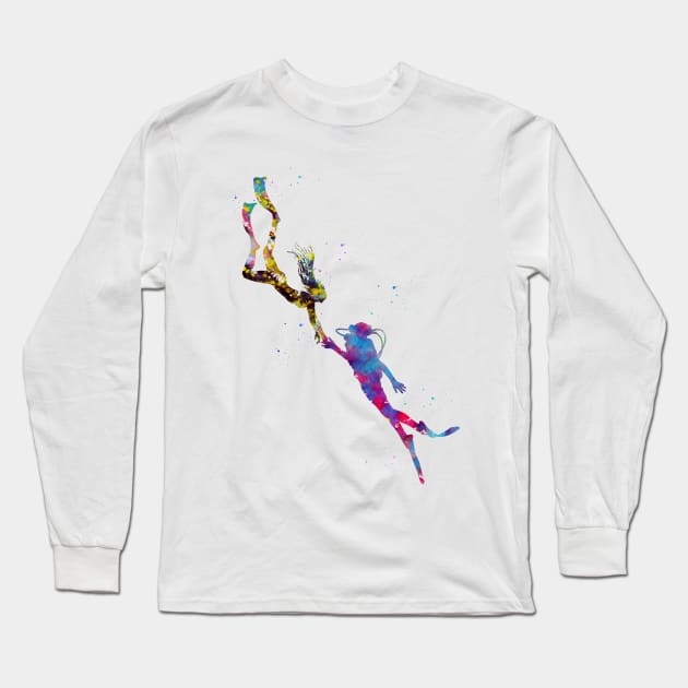 Scuba Divers Long Sleeve T-Shirt by erzebeth